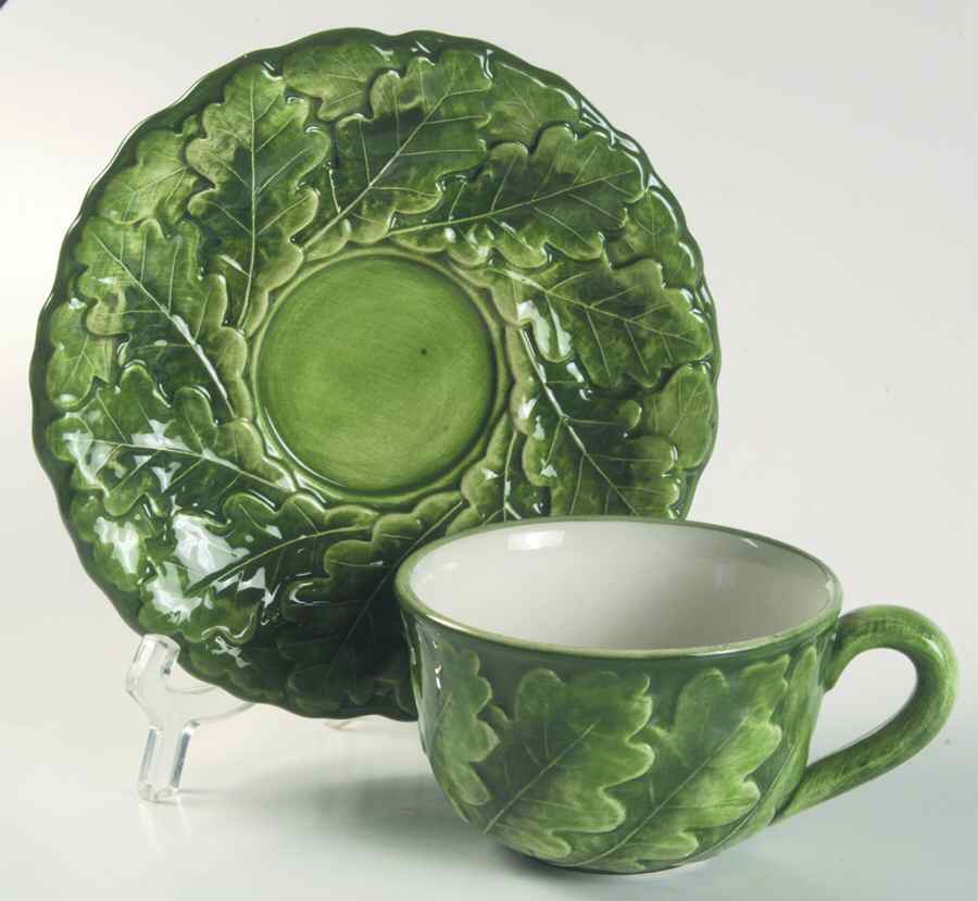 Foglia Flat Cup & Saucer Set by Vietri (Italy)-1