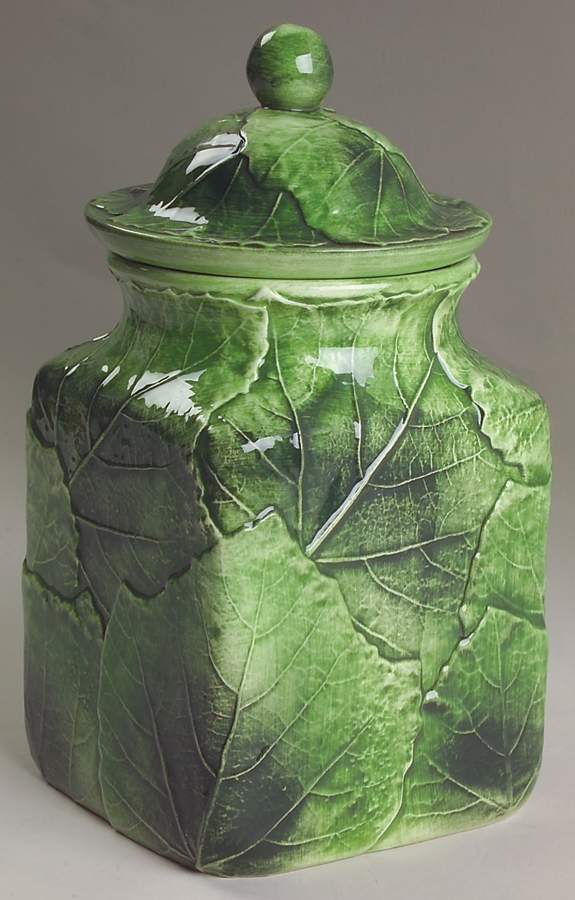 Foglia Fresca Medium Canister & Lid by Vietri (Italy)-1