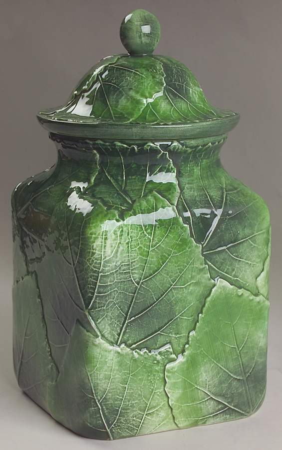 Foglia Fresca Large Canister & Lid by Vietri (Italy)-1