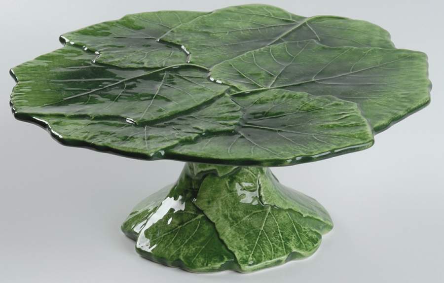 Foglia Fresca 9" Diameter Pedestal Cake Stand by Vietri (Italy)-1