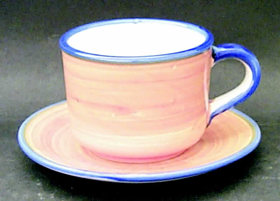 Rainbow Pumpkin Flat Cup & Saucer Set by Vietri (Italy)-1
