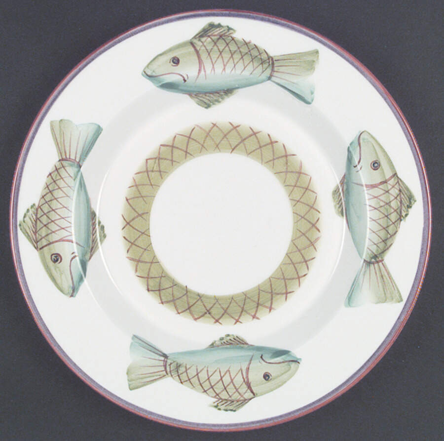 Trota Verde (Green Trout) Dinner Plate by Vietri (Italy)-1