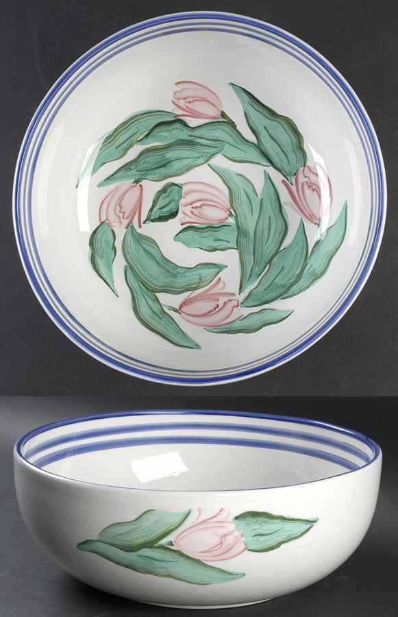 Tulipani D'Acqua 12" Large Salad Serving Bowl by Vietri (Italy)-1
