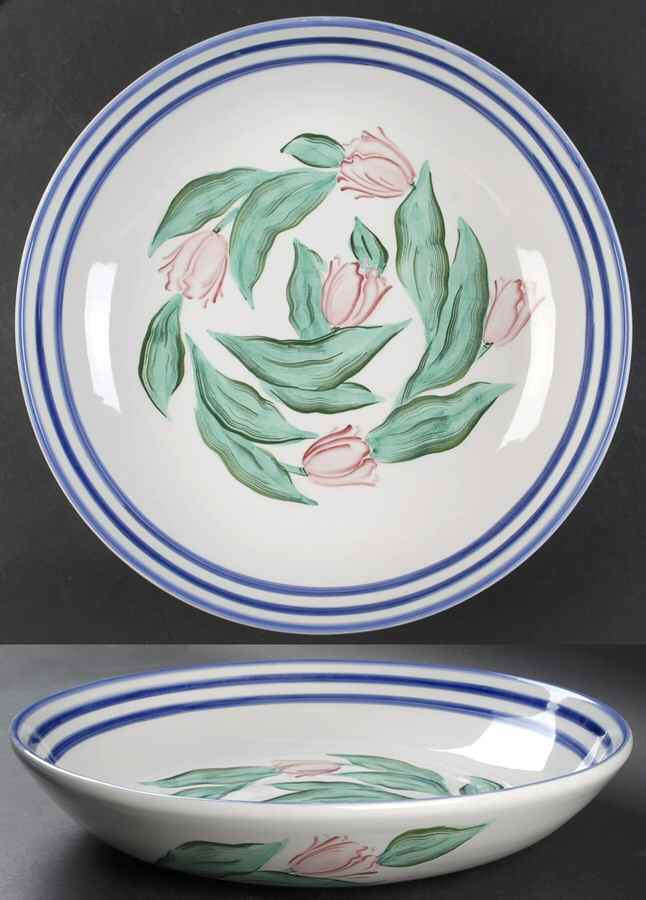 Tulipani D'Acqua 14" Pasta Serving Bowl by Vietri (Italy)-1