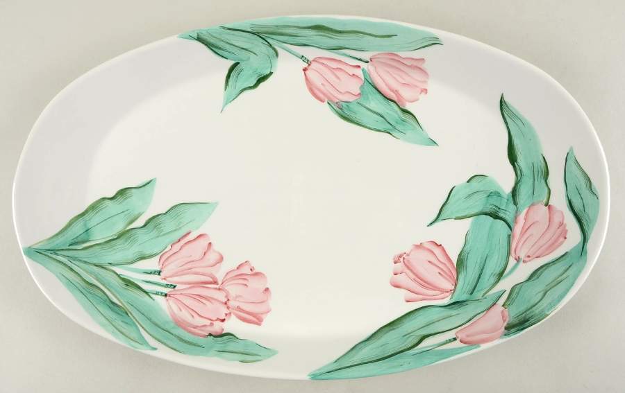Tulipani D'Acqua 20" Oval Serving Platter by Vietri (Italy)-1