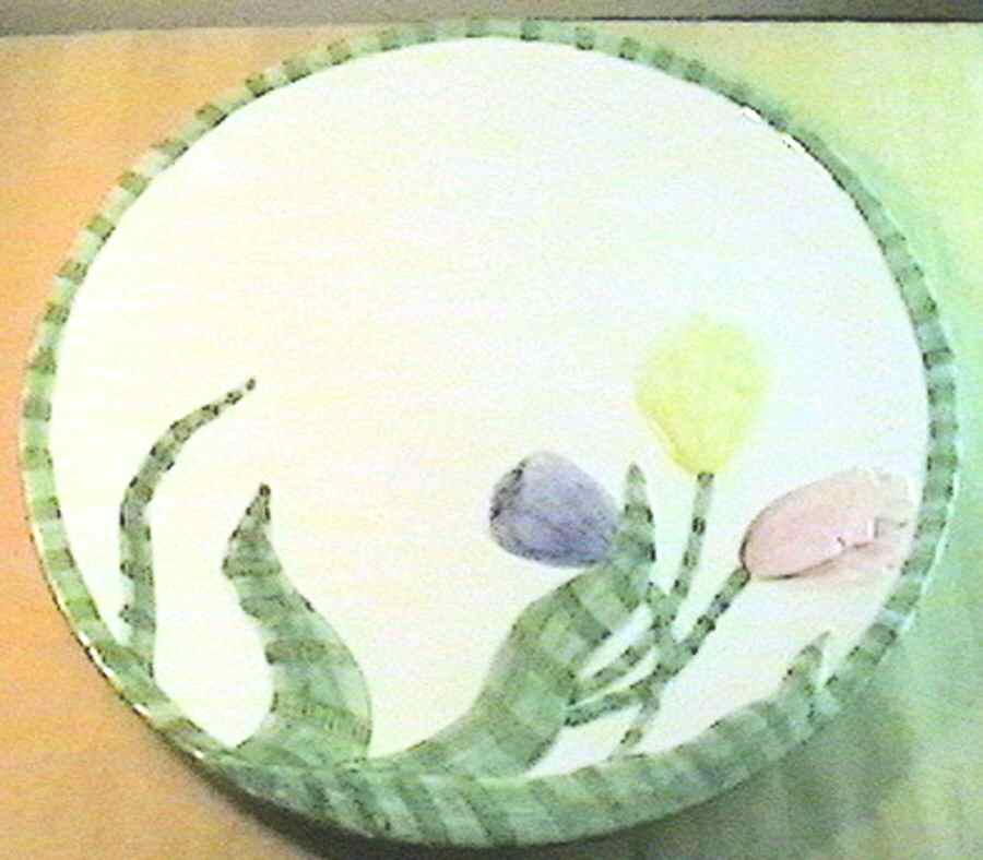 Tulipani Tigre Footed Cake Plate by Vietri (Italy)-1