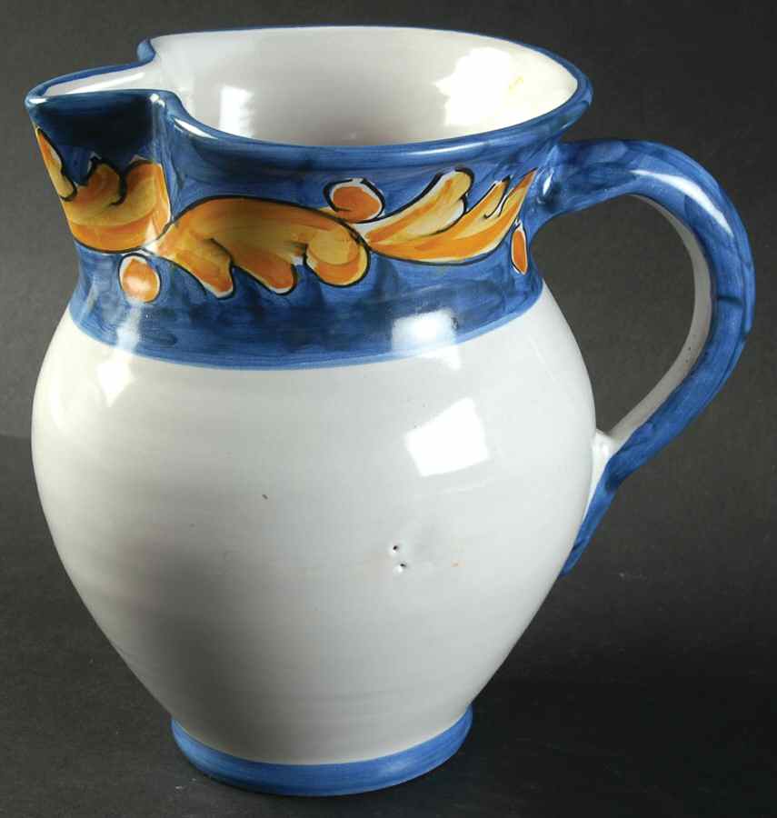 Florentine Blue and Yellow 40 Oz Pitcher by Vietri (Italy)-1