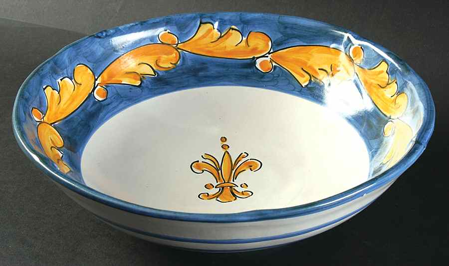 Florentine Blue and Yellow 10" Round Vegetable Bowl by Vietri (Italy)-1