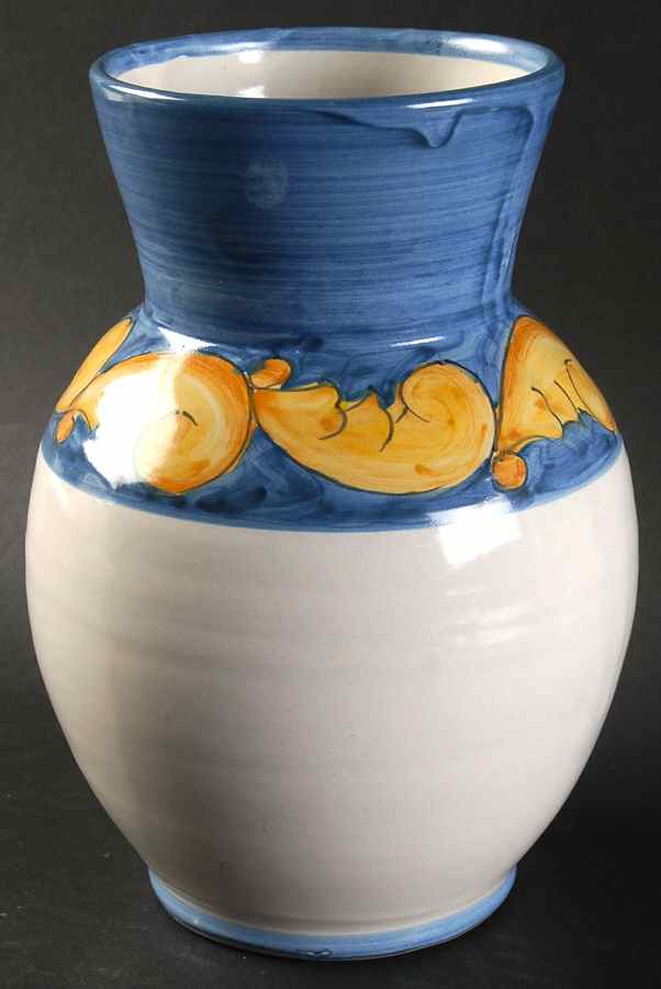 Florentine Blue and Yellow 8" Vase by Vietri (Italy)-1