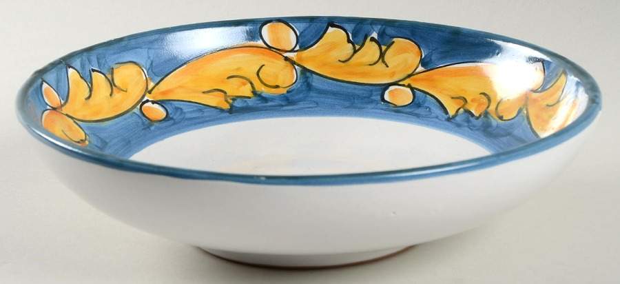Florentine Blue and Yellow Coupe Soup Bowl by Vietri (Italy)-1