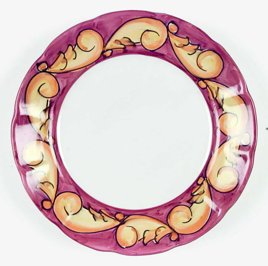 Florentine Red and Yellow Dinner Plate by Vietri (Italy)-1