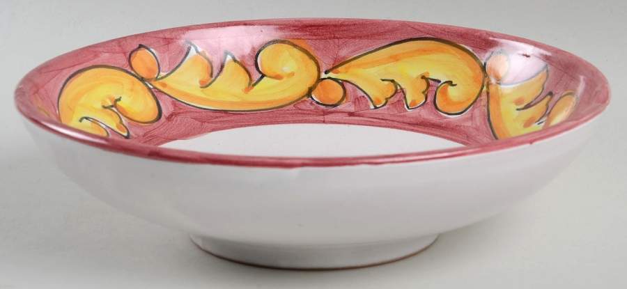 Florentine Red and Yellow Coupe Soup Bowl by Vietri (Italy)-1