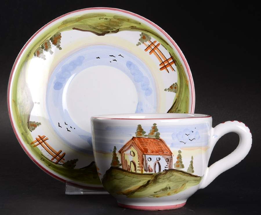 Villa Flat Cup & Saucer Set by Vietri (Italy)-1