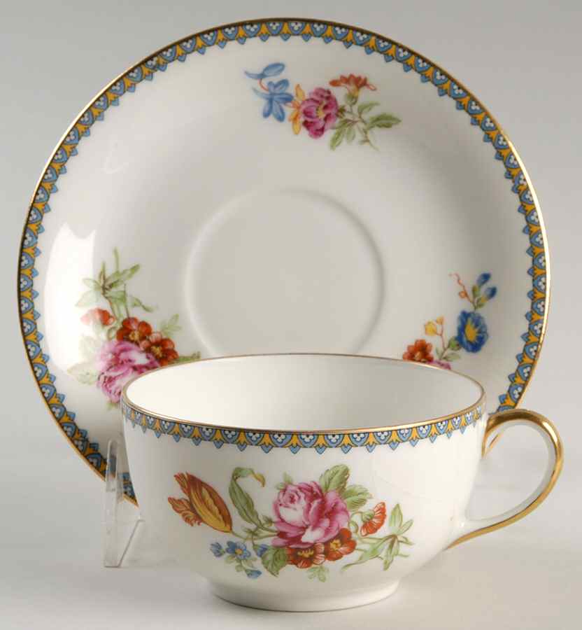 Bouquet Flat Cup & Saucer Set by Vignaud-1