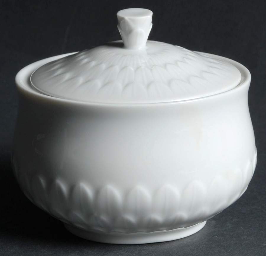 Florence (White Undecorated) Sugar Bowl & Lid by Vignaud-1
