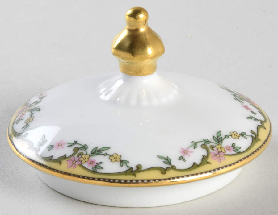 The Meuse (Pink & Yellow Flowers, Green) Lid for Teapot by Vignaud-1