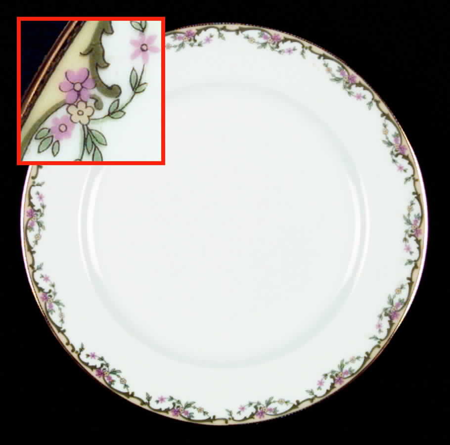 The Meuse (Pink & Yellow Flowers, Green) Dinner Plate by Vignaud-1