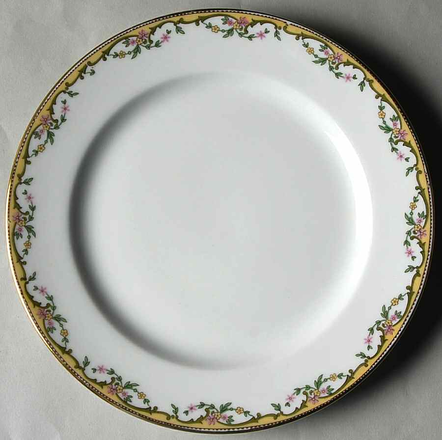 The Meuse (Pink & Yellow Flowers, Green) Salad Plate by Vignaud-1
