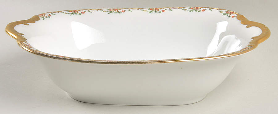 The Meuse (Rust & Yellow Flowers, Tan) 10" Rectangular Vegetable Bowl by Vignaud-1