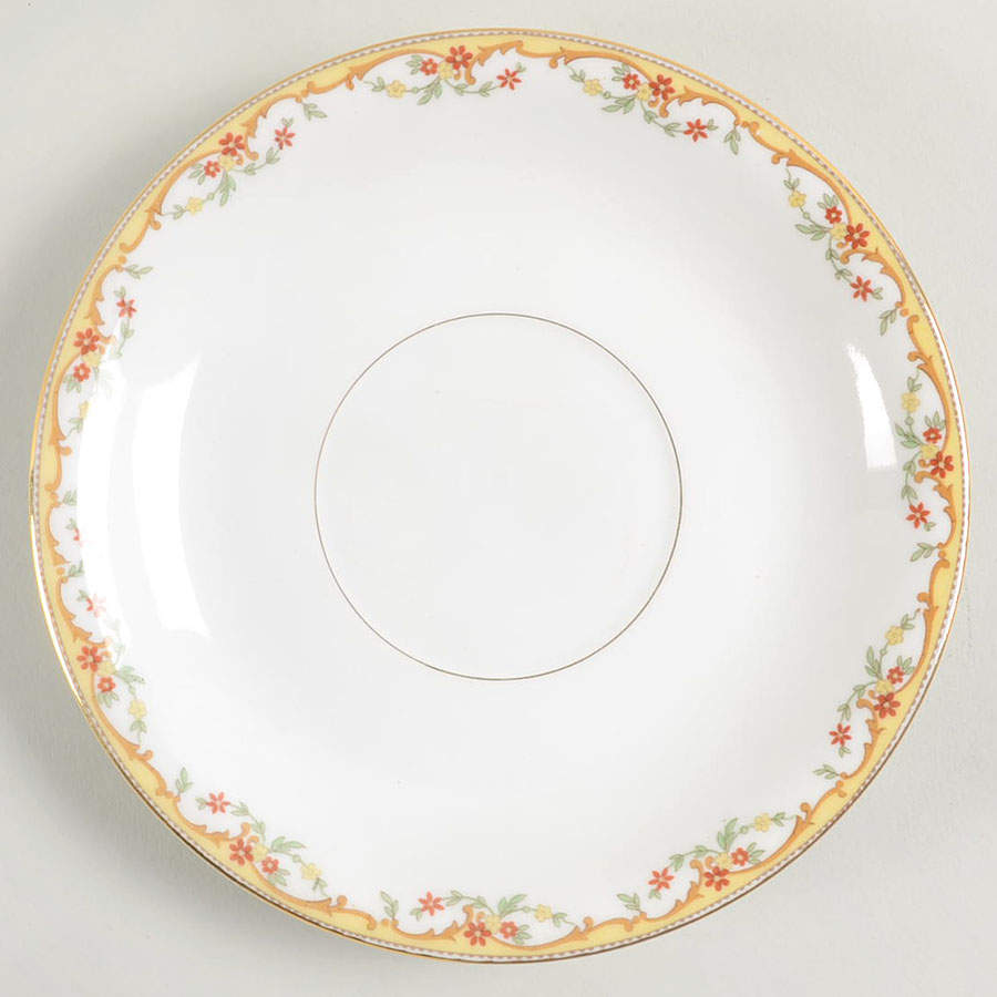 The Meuse (Rust & Yellow Flowers, Tan) Saucer for Cream Soup Bowl by Vignaud-1