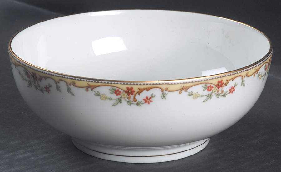 The Meuse (Rust & Yellow Flowers, Tan) Oatmeal Bowl by Vignaud-1