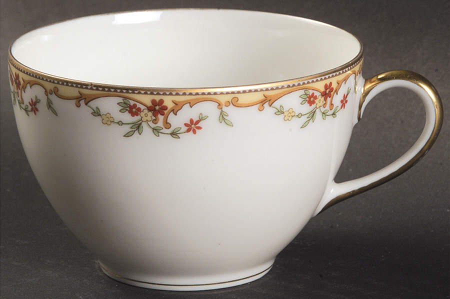The Meuse (Rust & Yellow Flowers, Tan) Flat Cup by Vignaud-1