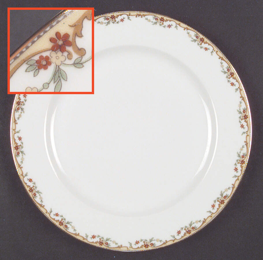 The Meuse (Rust & Yellow Flowers, Tan) Dinner Plate by Vignaud-1