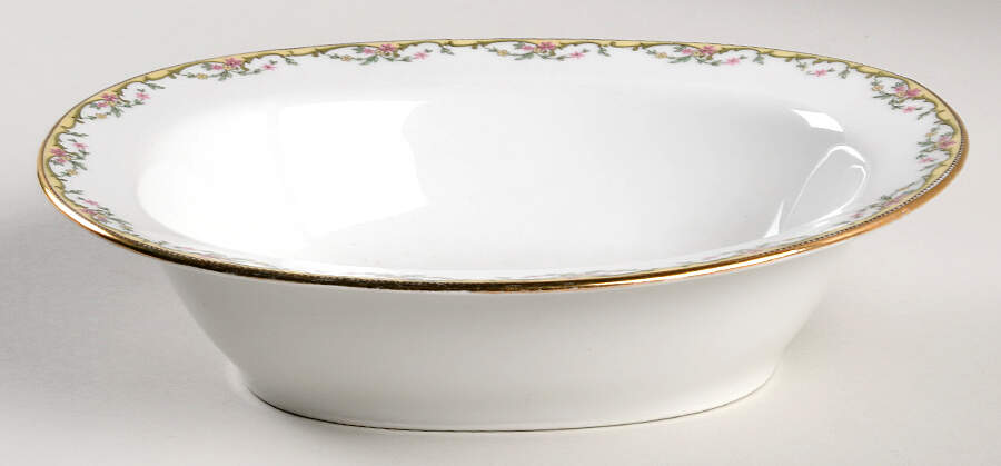 The Meuse (Rust & Yellow Flowers, Tan) 9" Oval Vegetable Bowl by Vignaud-1