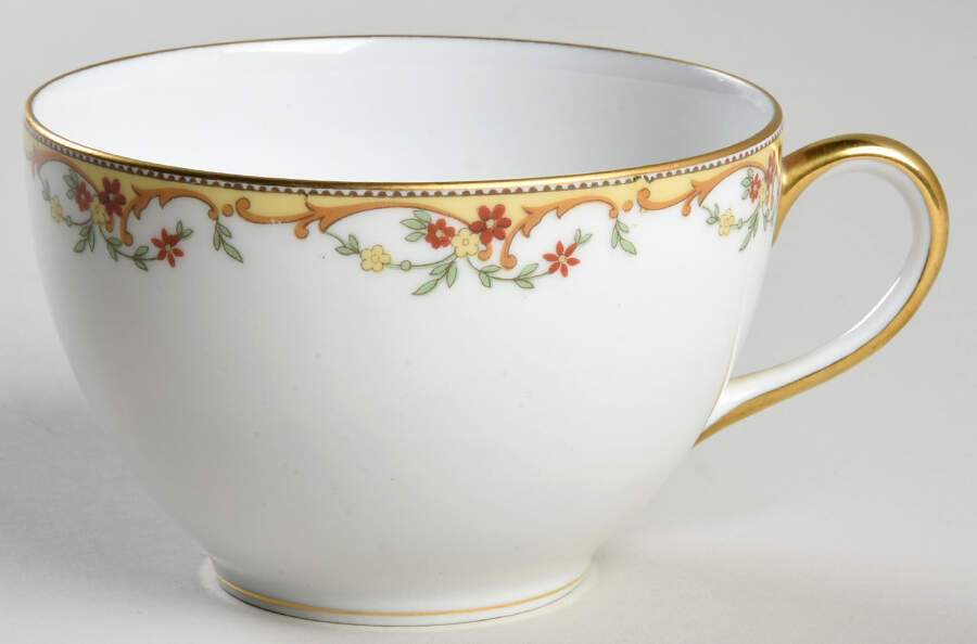 The Meuse (Rust & Yellow Flowers, Tan) Flat Cup by Vignaud-1