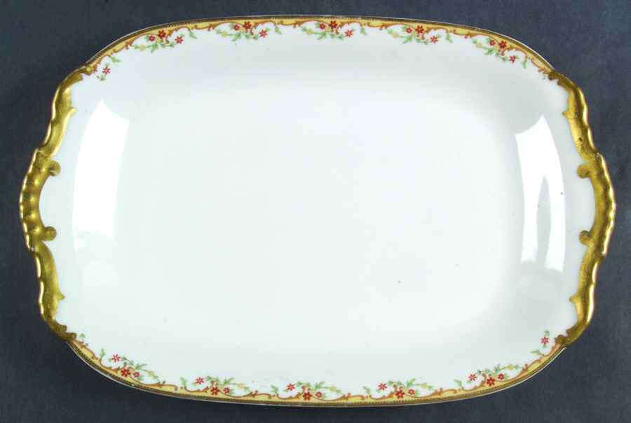 The Meuse (Rust & Yellow Flowers, Tan) 12" Rectangular Serving Platter by Vignaud-1