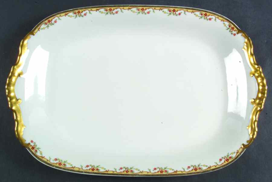 The Meuse (Rust & Yellow Flowers, Tan) 14" Rectangular Serving Platter by Vignaud-1