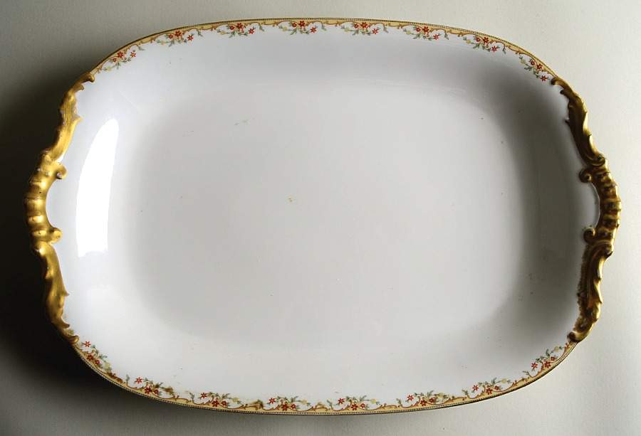 The Meuse (Rust & Yellow Flowers, Tan) 16" Rectangular Serving Platter by Vignaud-1