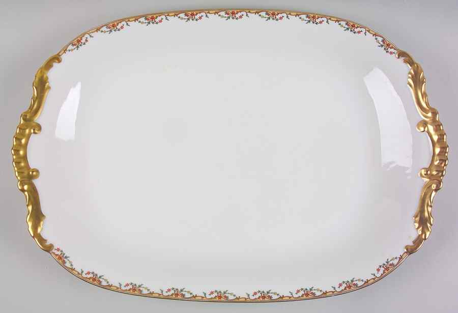 The Meuse (Rust & Yellow Flowers, Tan) 19" Oval Serving Platter by Vignaud-1