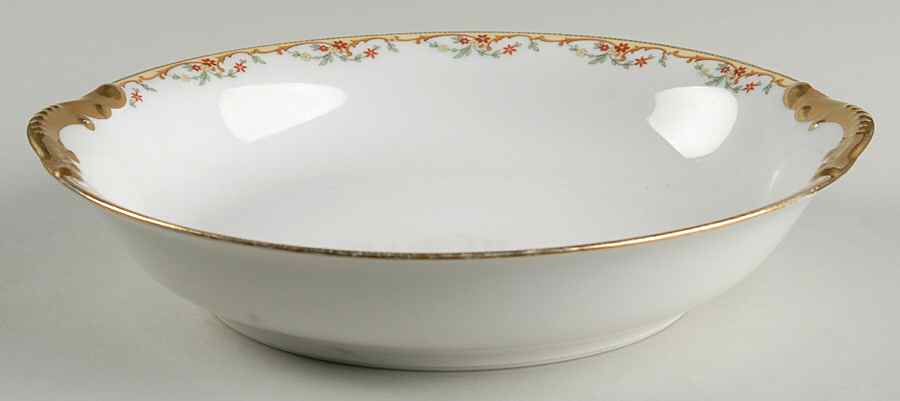 The Meuse (Rust & Yellow Flowers, Tan) 9" Round Vegetable Bowl by Vignaud-1