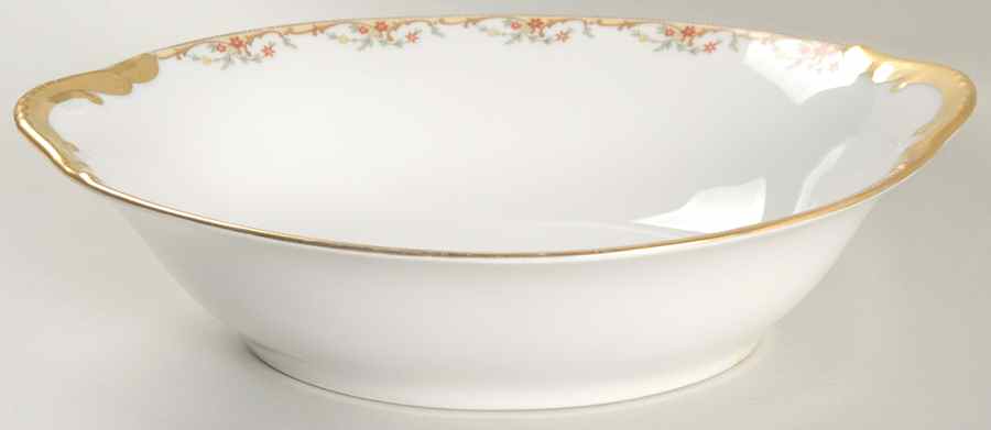 The Meuse (Rust & Yellow Flowers, Tan) 9" Oval Vegetable Bowl by Vignaud-1