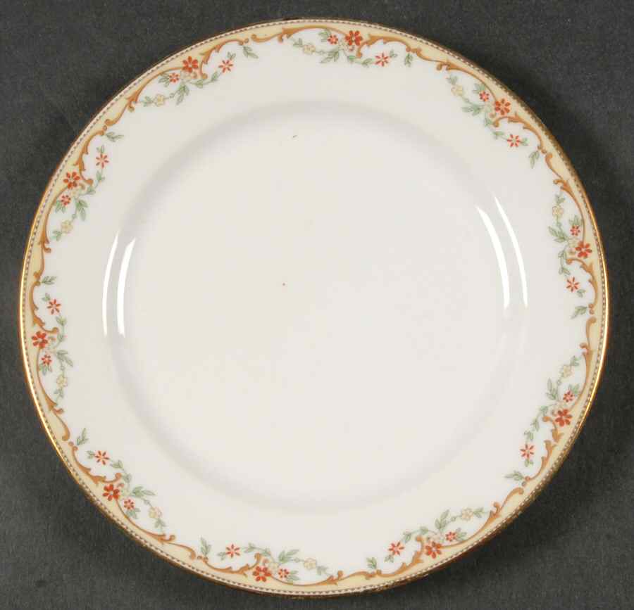 The Meuse (Rust & Yellow Flowers, Tan) Bread & Butter Plate by Vignaud-1