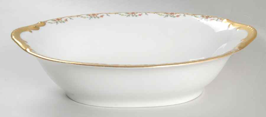 The Meuse (Rust & Yellow Flowers, Tan) 10" Oval Vegetable Bowl by Vignaud-1