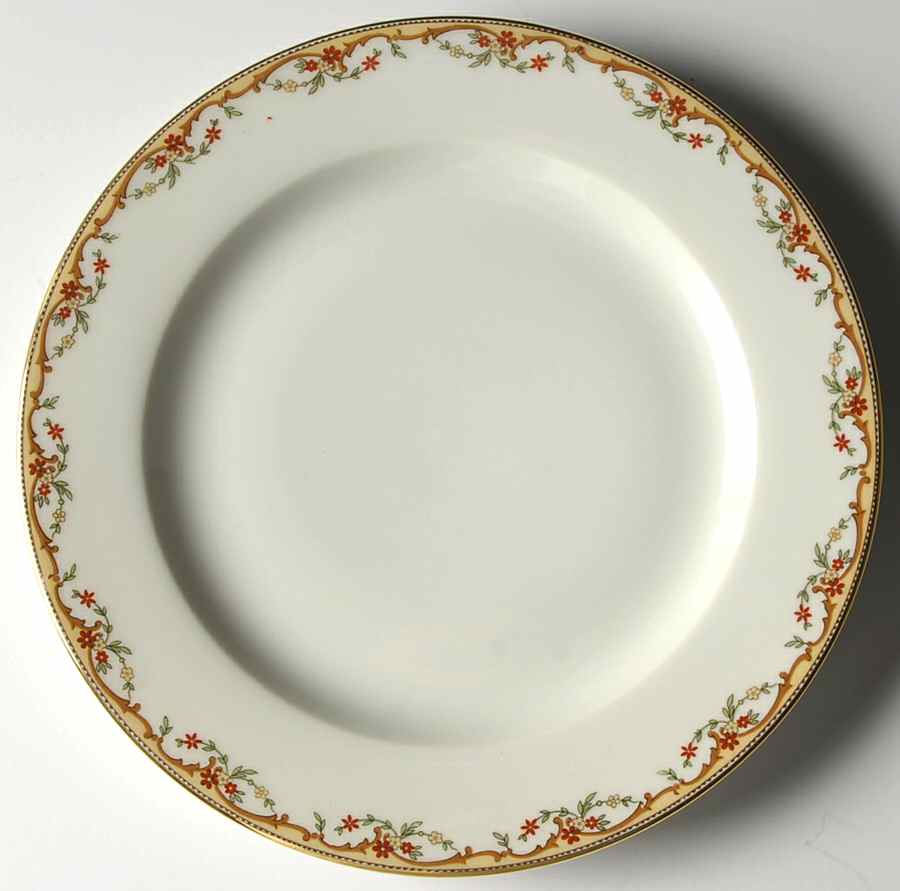 The Meuse (Rust & Yellow Flowers, Tan) Luncheon Plate by Vignaud-1