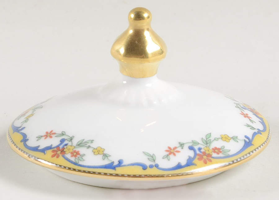 The Meuse (Red Flowers, Blue) Lid for Sugar Bowl by Vignaud-1