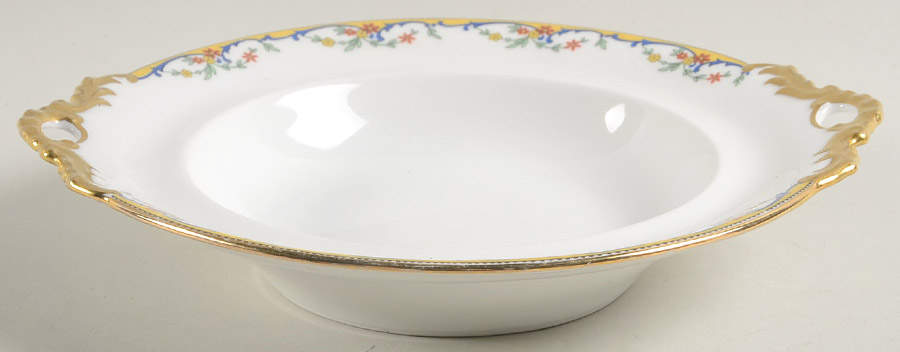 The Meuse (Red Flowers, Blue) Round Butter No Lid by Vignaud-1