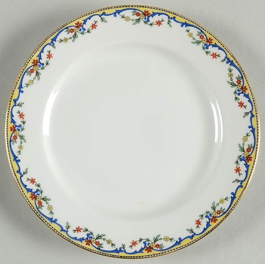 The Meuse (Red Flowers, Blue) Bread & Butter Plate by Vignaud-1