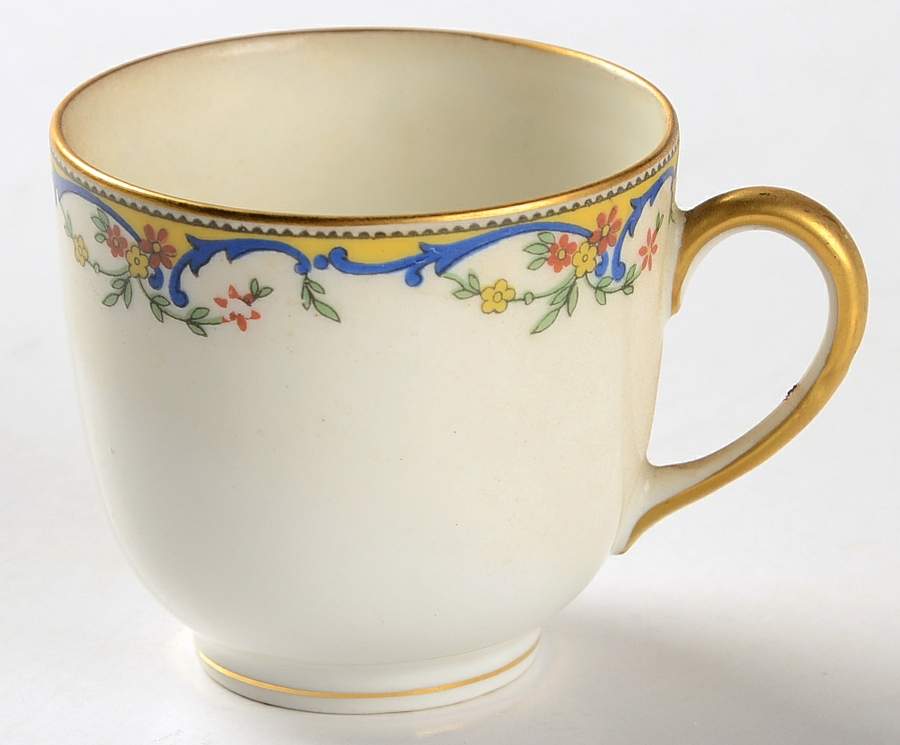 The Meuse (Red Flowers, Blue) Flat Demitasse Cup by Vignaud-1