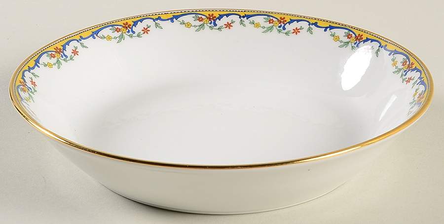 The Meuse (Red Flowers, Blue) Coupe Soup Bowl by Vignaud-1