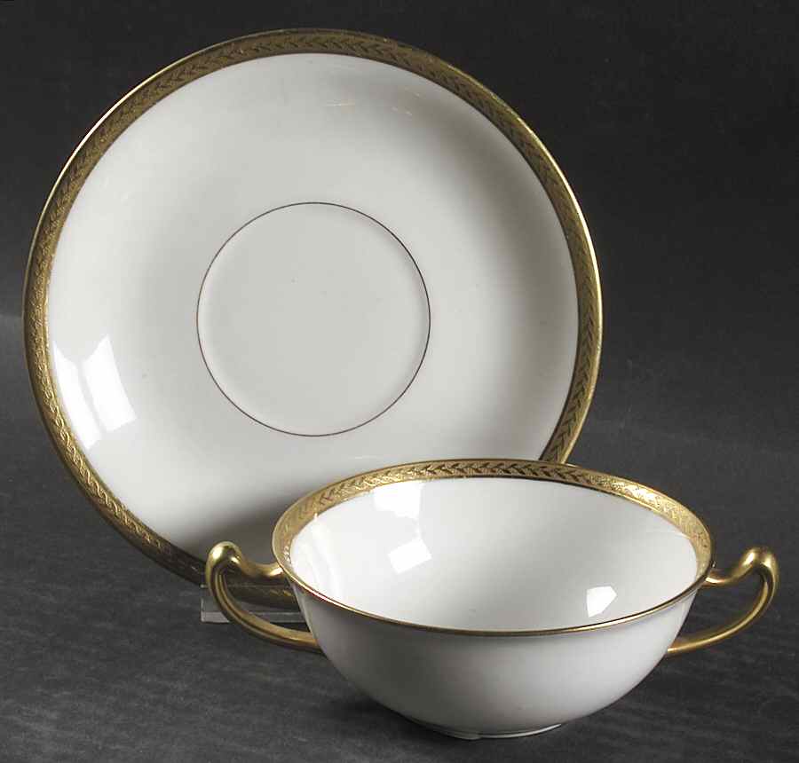 The Nantes Flat Cream Soup Bowl & Saucer Set by Vignaud-1