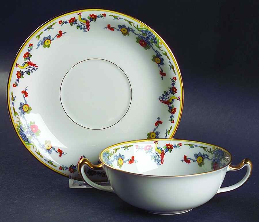 VIG25 Flat Cream Soup Bowl & Saucer Set by Vignaud-1