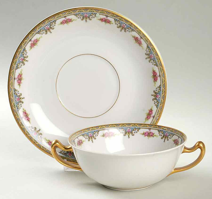 VIG3 Flat Cream Soup Bowl & Saucer Set by Vignaud-1