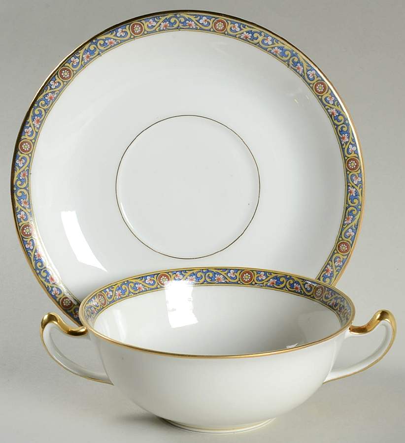 VIG6 Flat Cream Soup Bowl & Saucer Set by Vignaud-1