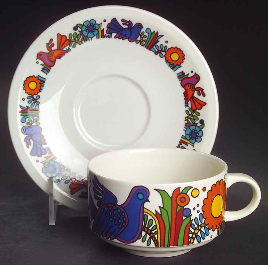 Acapulco (Older, Milano Shape) Flat Cup & Saucer Set by Villeroy & Boch-1