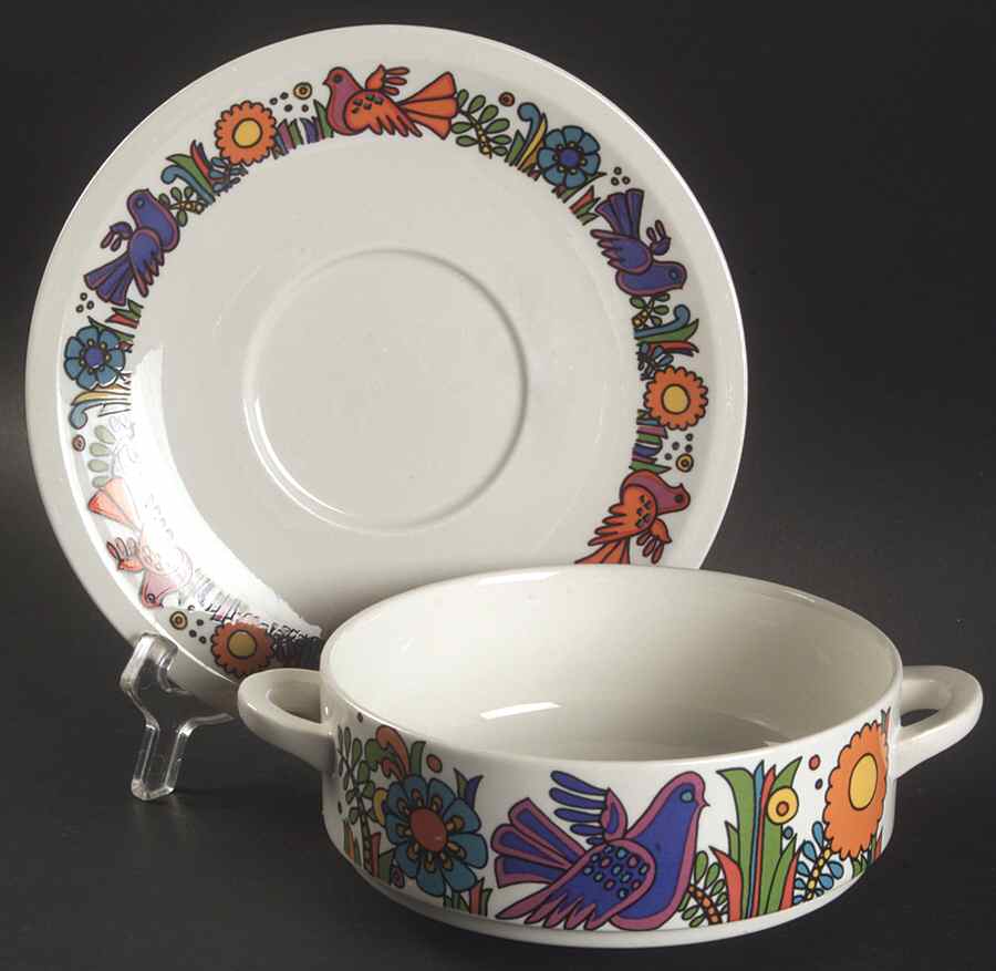 Acapulco (Older, Milano Shape) Flat Cream Soup & Saucer Set by Villeroy & Boch-1