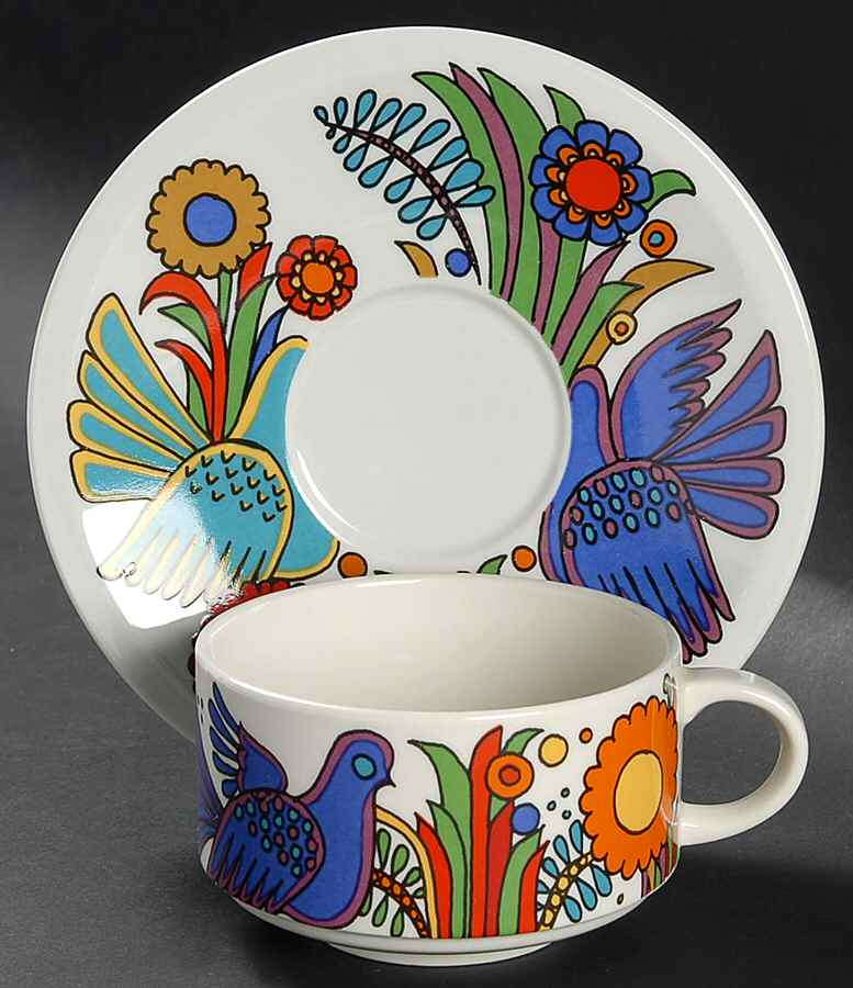 Acapulco (Older, Milano Shape) Flat Cup & Saucer Set by Villeroy & Boch-1